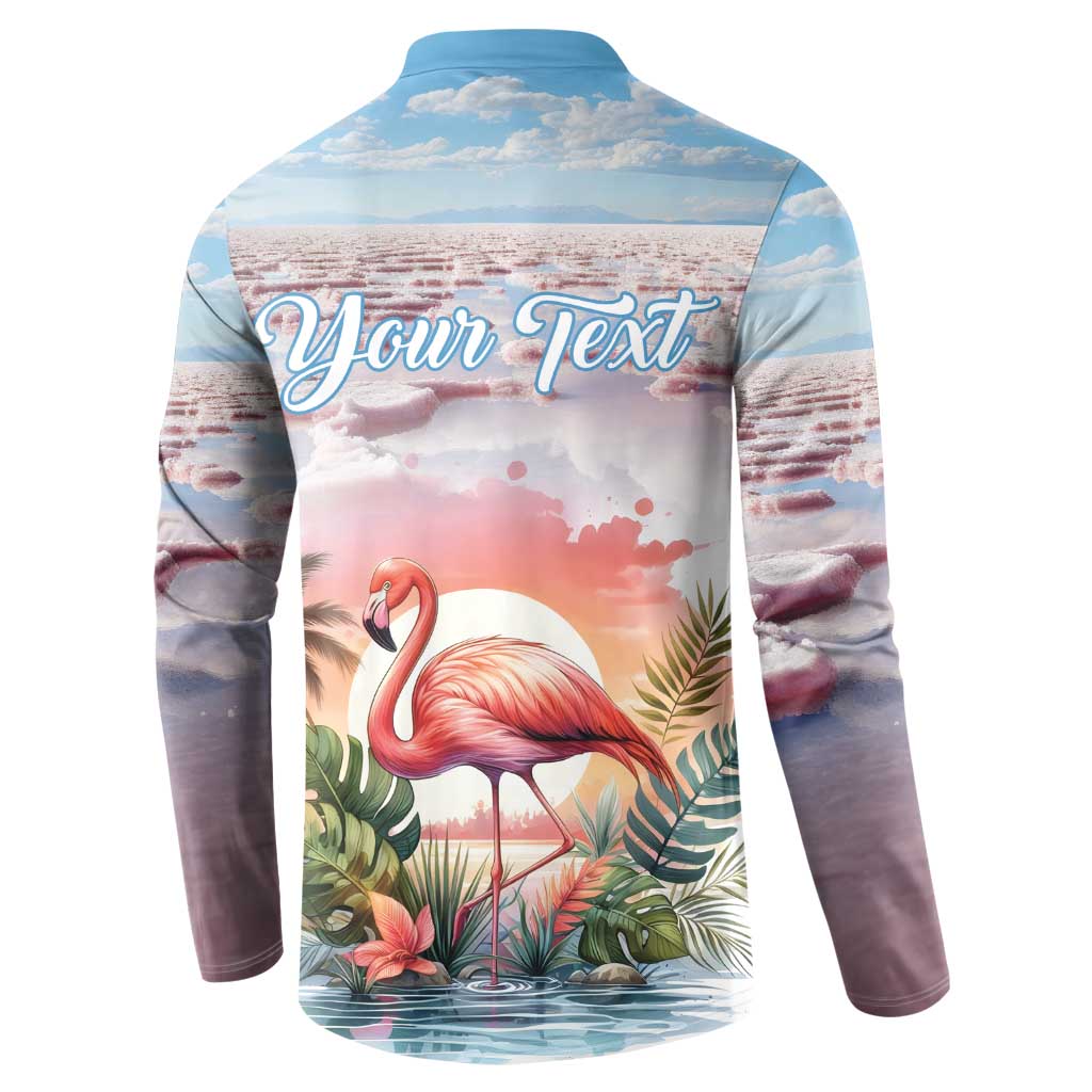 Personalized Bonaire Caribbean Flamingo Button Sweatshirt Pink Salt Flats - Wonder Print Shop