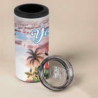 Personalized Bonaire Caribbean Flamingo 4 in 1 Can Cooler Tumbler Pink Salt Flats - Wonder Print Shop