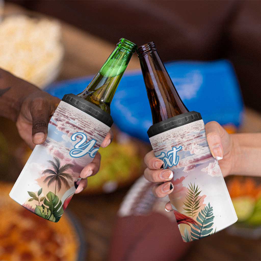 Personalized Bonaire Caribbean Flamingo 4 in 1 Can Cooler Tumbler Pink Salt Flats - Wonder Print Shop