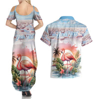 Personalized Bonaire Caribbean Flamingo Couples Matching Summer Maxi Dress and Hawaiian Shirt Pink Salt Flats - Wonder Print Shop