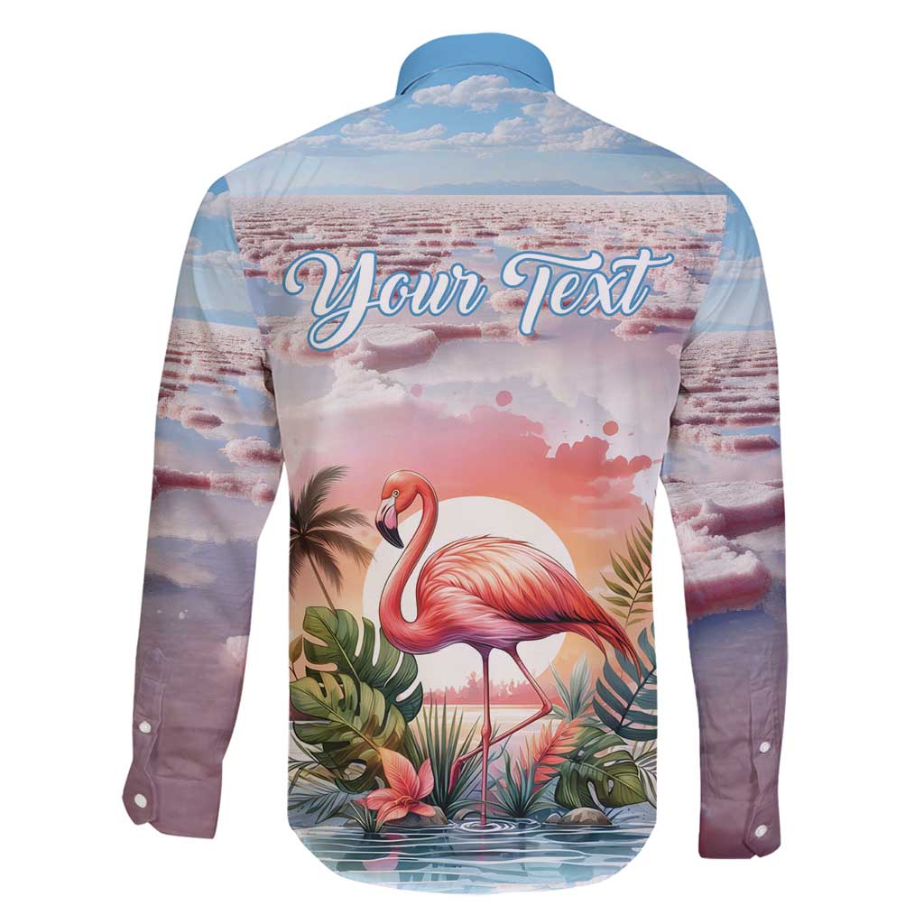 Personalized Bonaire Caribbean Flamingo Family Matching Long Sleeve Bodycon Dress and Hawaiian Shirt Pink Salt Flats - Wonder Print Shop