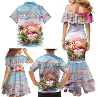 Personalized Bonaire Caribbean Flamingo Family Matching Mermaid Dress and Hawaiian Shirt Pink Salt Flats - Wonder Print Shop