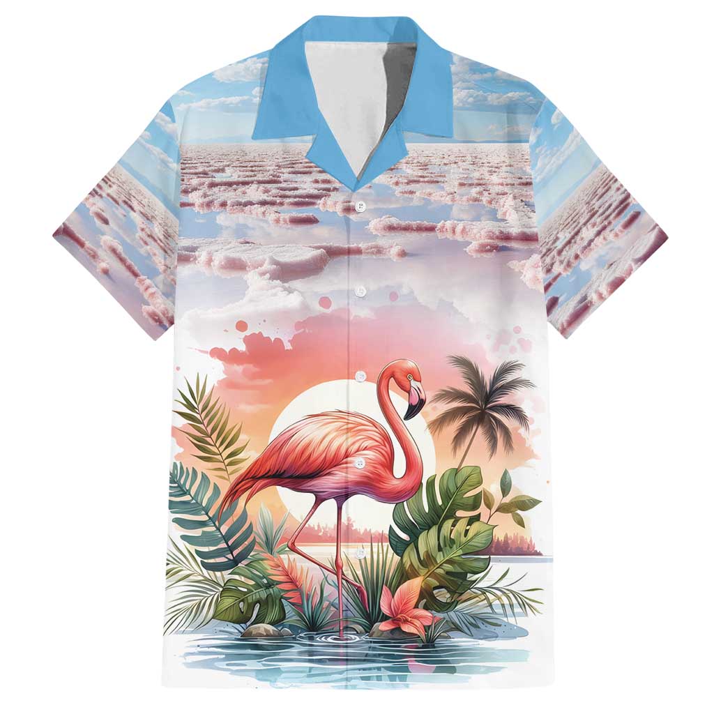 Personalized Bonaire Caribbean Flamingo Family Matching Off Shoulder Maxi Dress and Hawaiian Shirt Pink Salt Flats - Wonder Print Shop
