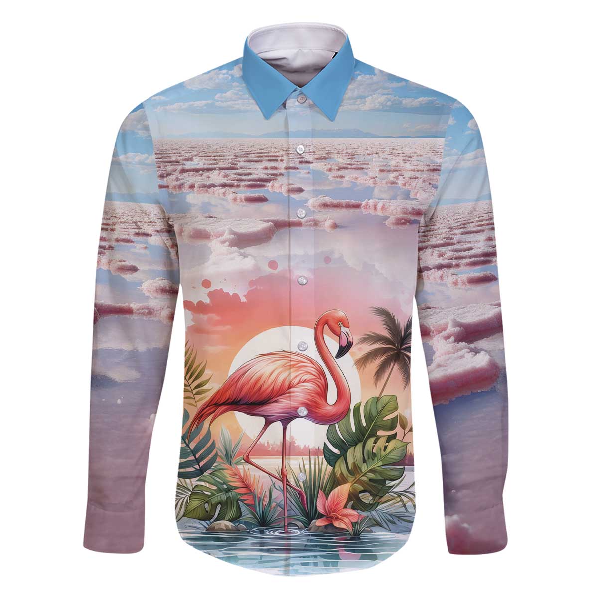 Personalized Bonaire Caribbean Flamingo Family Matching Off Shoulder Short Dress and Hawaiian Shirt Pink Salt Flats - Wonder Print Shop