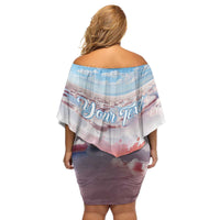 Personalized Bonaire Caribbean Flamingo Family Matching Off Shoulder Short Dress and Hawaiian Shirt Pink Salt Flats - Wonder Print Shop