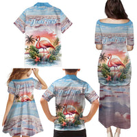Personalized Bonaire Caribbean Flamingo Family Matching Puletasi and Hawaiian Shirt Pink Salt Flats - Wonder Print Shop