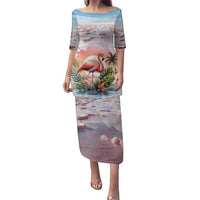 Personalized Bonaire Caribbean Flamingo Family Matching Puletasi and Hawaiian Shirt Pink Salt Flats - Wonder Print Shop