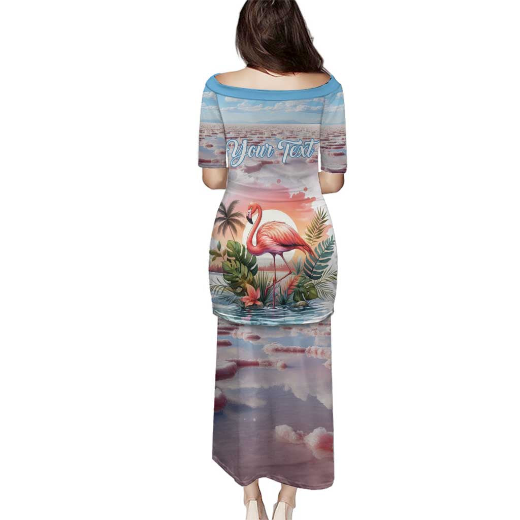 Personalized Bonaire Caribbean Flamingo Family Matching Puletasi and Hawaiian Shirt Pink Salt Flats - Wonder Print Shop