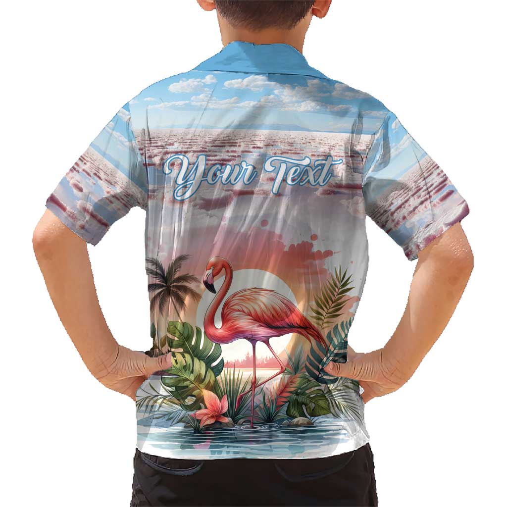 Personalized Bonaire Caribbean Flamingo Family Matching Short Sleeve Bodycon Dress and Hawaiian Shirt Pink Salt Flats - Wonder Print Shop