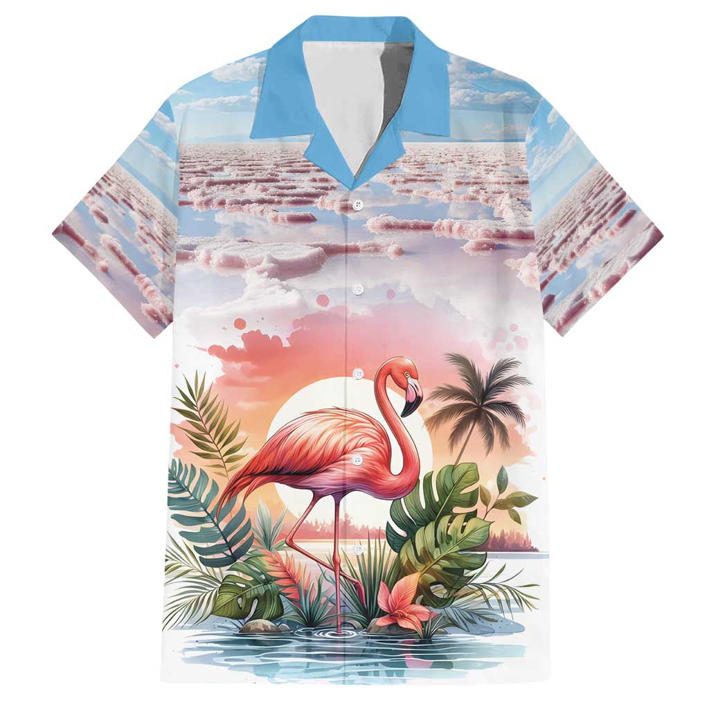 Personalized Bonaire Caribbean Flamingo Family Matching Short Sleeve Bodycon Dress and Hawaiian Shirt Pink Salt Flats - Wonder Print Shop
