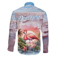 Personalized Bonaire Caribbean Flamingo Family Matching Short Sleeve Bodycon Dress and Hawaiian Shirt Pink Salt Flats - Wonder Print Shop