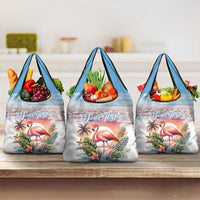Personalized Bonaire Caribbean Flamingo Grocery Bag Pink Salt Flats