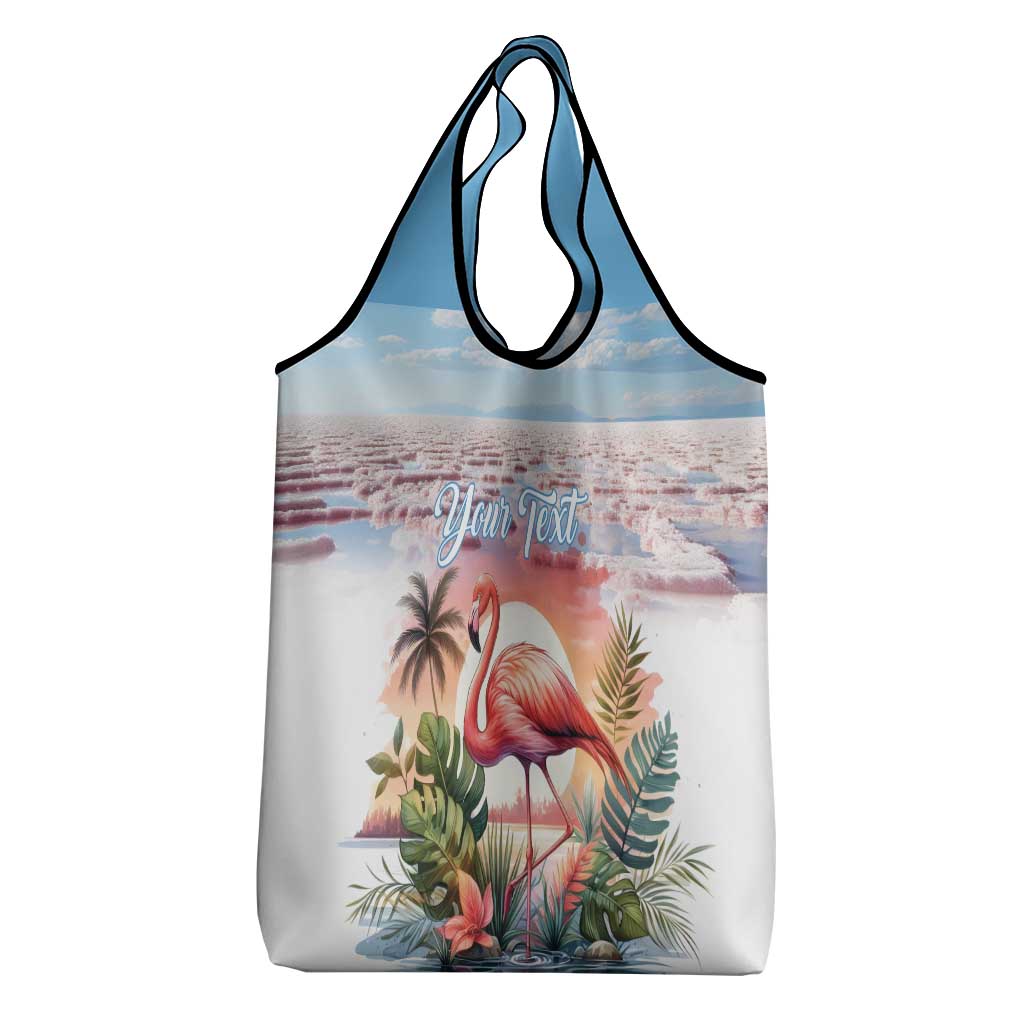 Personalized Bonaire Caribbean Flamingo Grocery Bag Pink Salt Flats