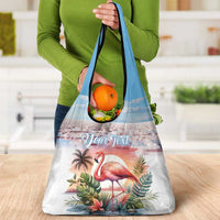 Personalized Bonaire Caribbean Flamingo Grocery Bag Pink Salt Flats