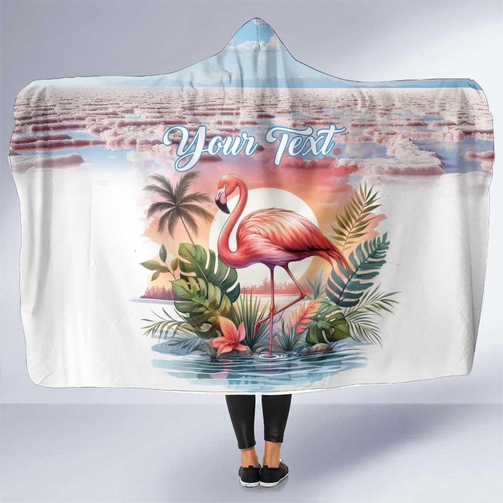 Personalized Bonaire Caribbean Flamingo Hooded Blanket Pink Salt Flats