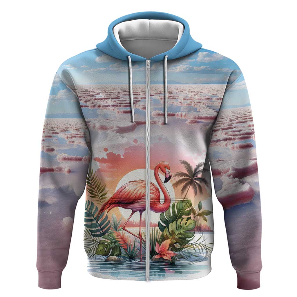 Personalized Bonaire Caribbean Flamingo Hoodie Pink Salt Flats - Wonder Print Shop