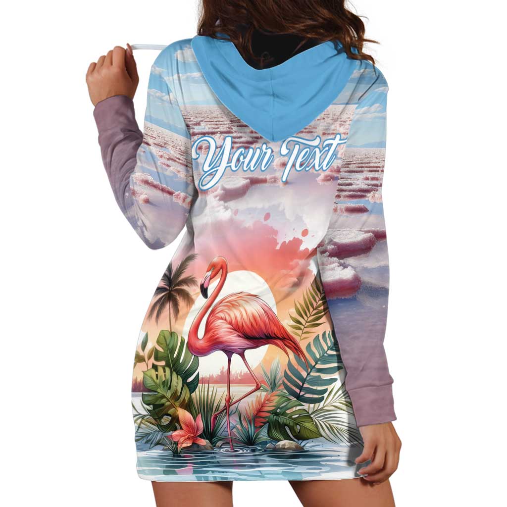Personalized Bonaire Caribbean Flamingo Hoodie Dress Pink Salt Flats - Wonder Print Shop