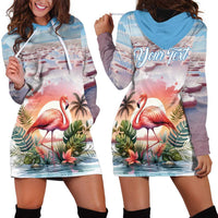 Personalized Bonaire Caribbean Flamingo Hoodie Dress Pink Salt Flats - Wonder Print Shop