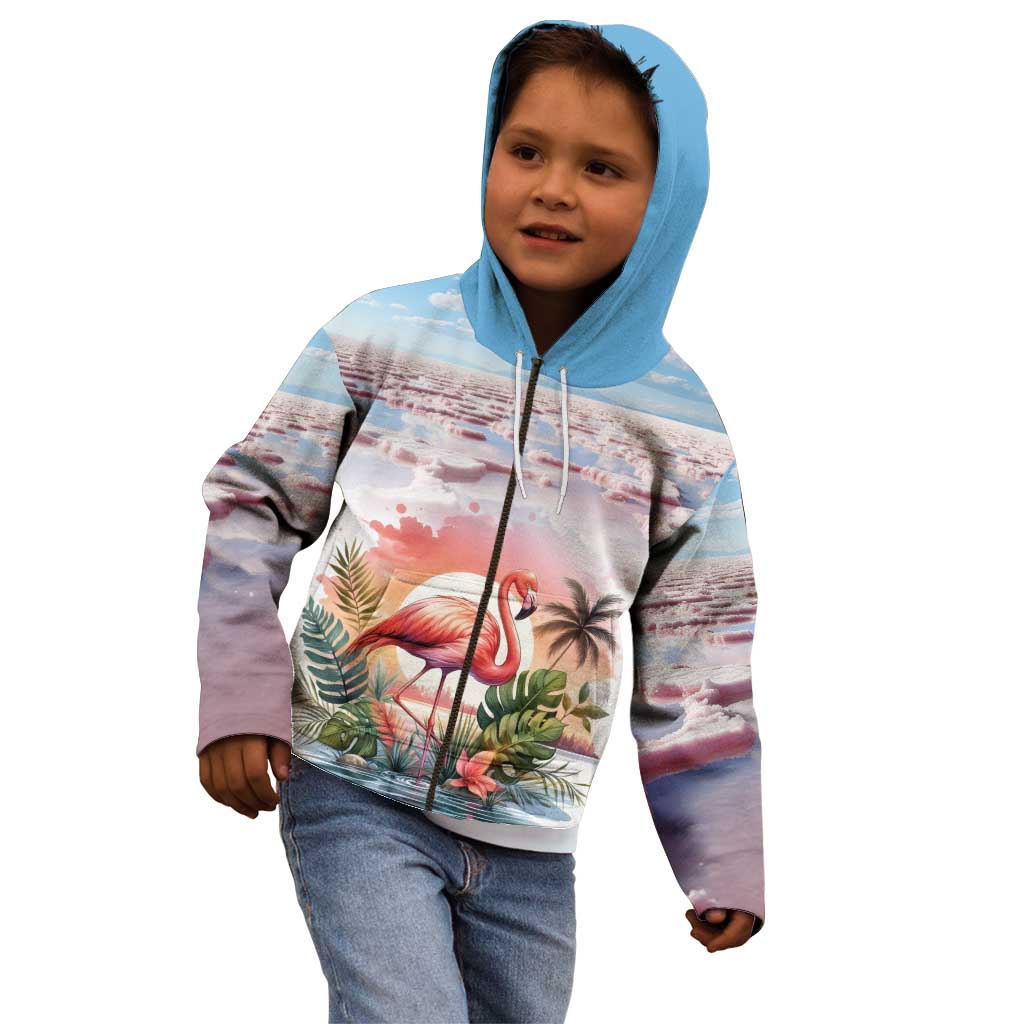Personalized Bonaire Caribbean Flamingo Kid Hoodie Pink Salt Flats - Wonder Print Shop