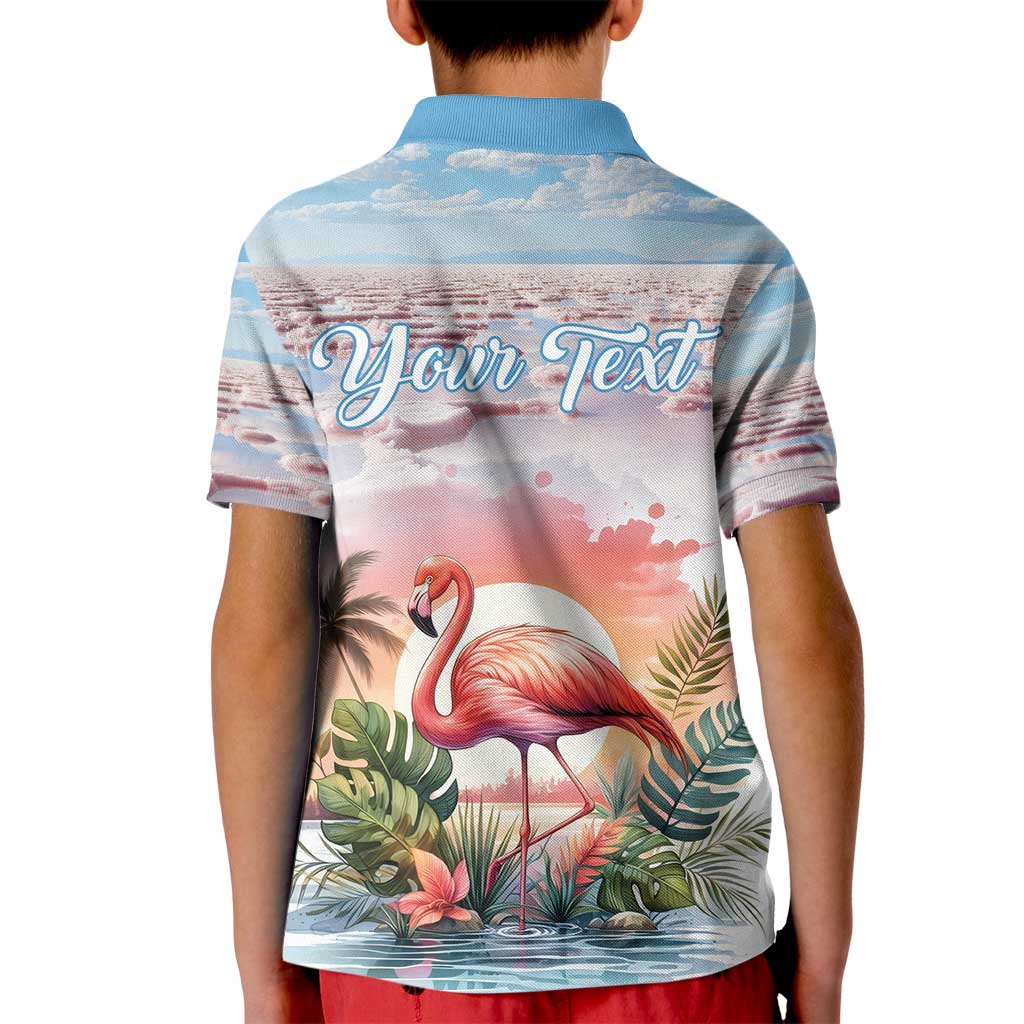 Personalized Bonaire Caribbean Flamingo Kid Polo Shirt Pink Salt Flats - Wonder Print Shop
