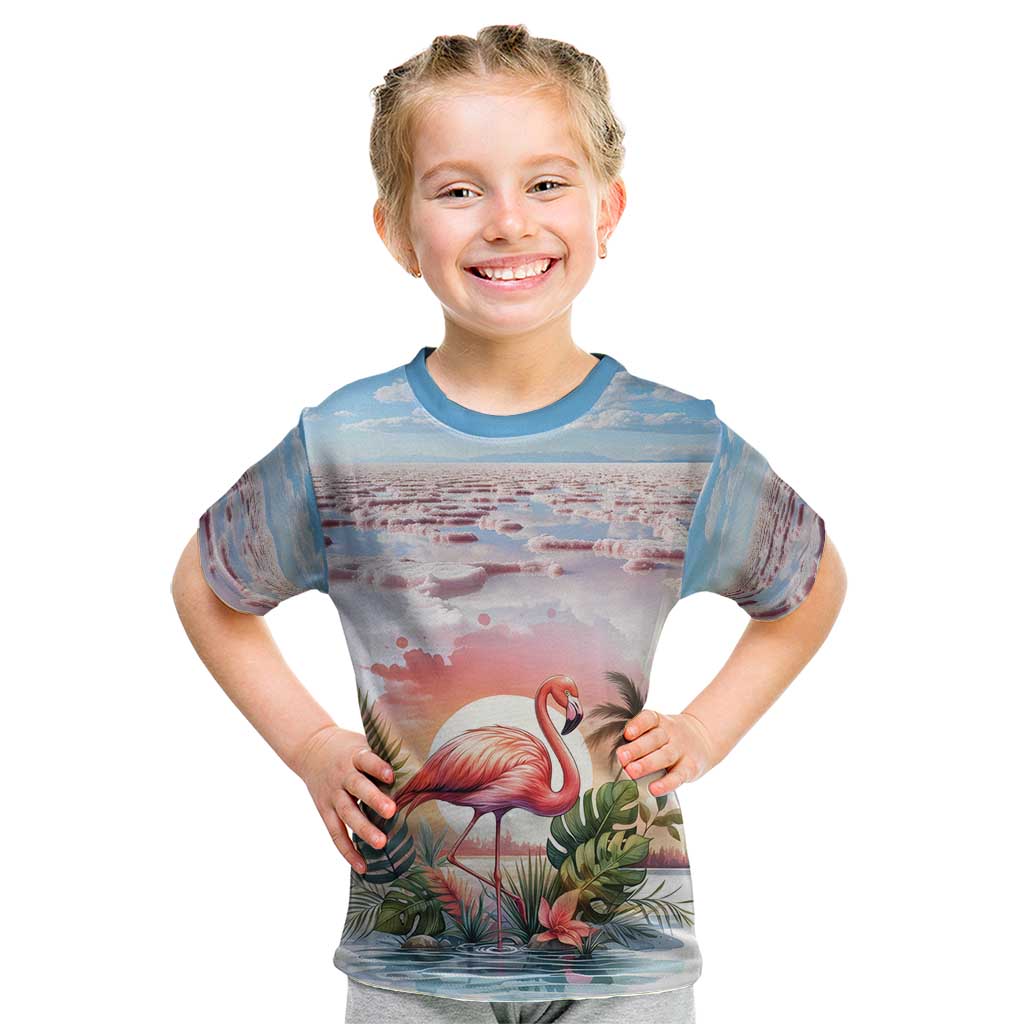 Personalized Bonaire Caribbean Flamingo Kid T Shirt Pink Salt Flats - Wonder Print Shop