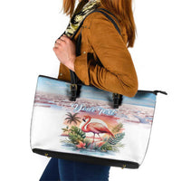 Personalized Bonaire Caribbean Flamingo Leather Tote Bag Pink Salt Flats - Wonder Print Shop