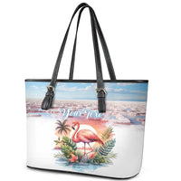 Personalized Bonaire Caribbean Flamingo Leather Tote Bag Pink Salt Flats - Wonder Print Shop