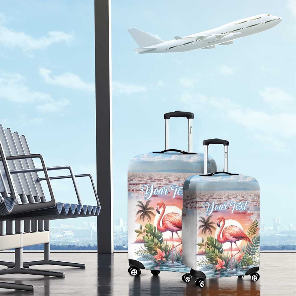 Personalized Bonaire Caribbean Flamingo Luggage Cover Pink Salt Flats - Wonder Print Shop