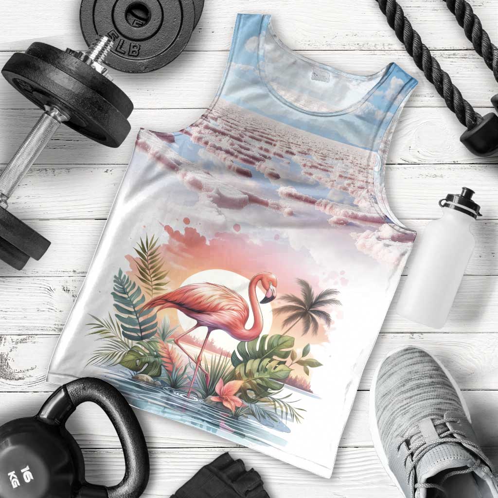 Personalized Bonaire Caribbean Flamingo Men Tank Top Pink Salt Flats - Wonder Print Shop