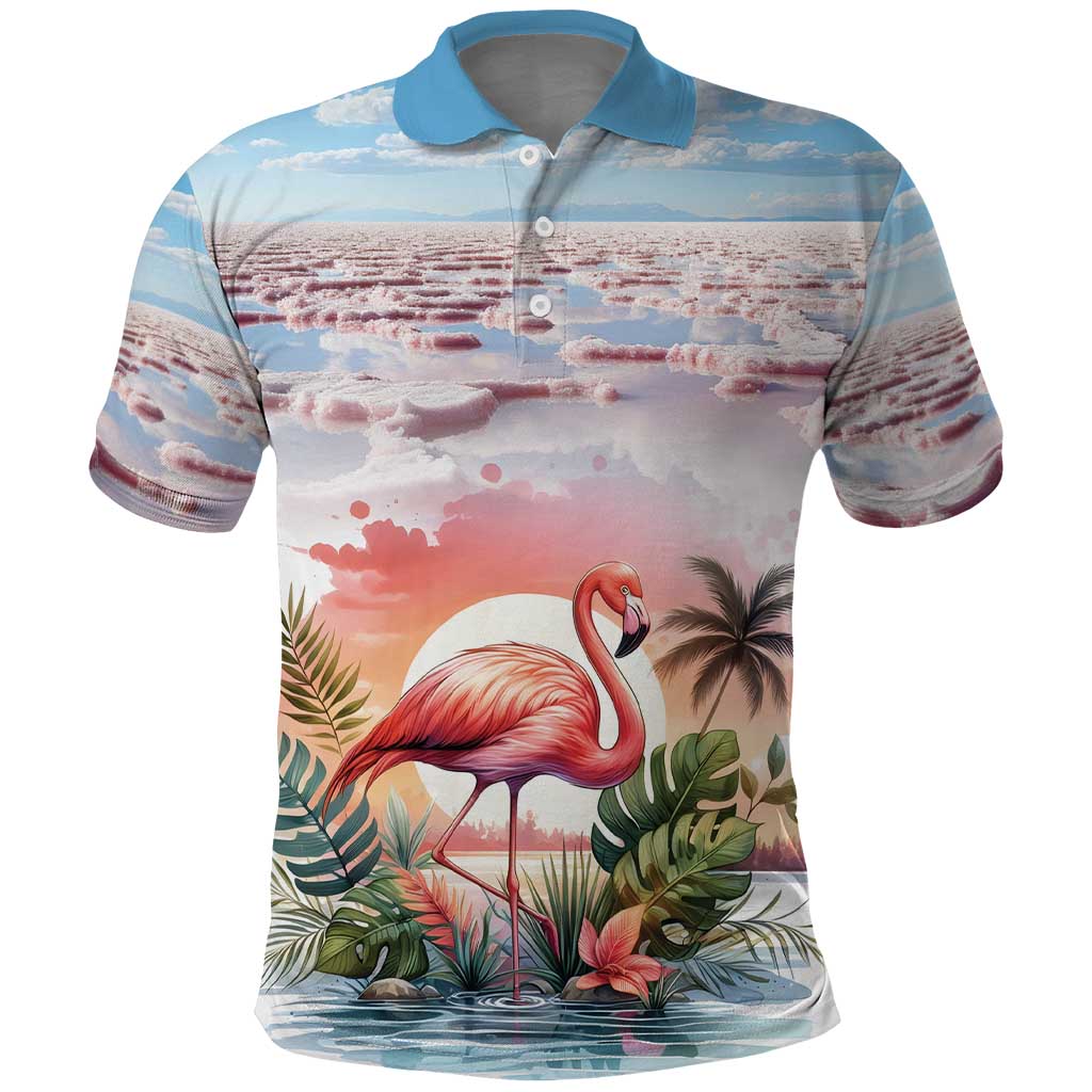 Personalized Bonaire Caribbean Flamingo Polo Shirt Pink Salt Flats - Wonder Print Shop