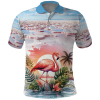 Personalized Bonaire Caribbean Flamingo Polo Shirt Pink Salt Flats - Wonder Print Shop