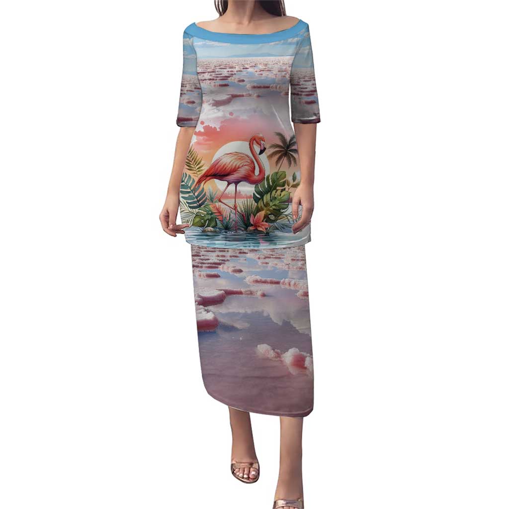 Personalized Bonaire Caribbean Flamingo Puletasi Pink Salt Flats - Wonder Print Shop