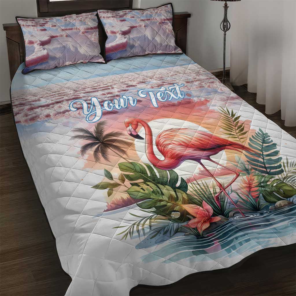 Personalized Bonaire Caribbean Flamingo Quilt Bed Set Pink Salt Flats - Wonder Print Shop