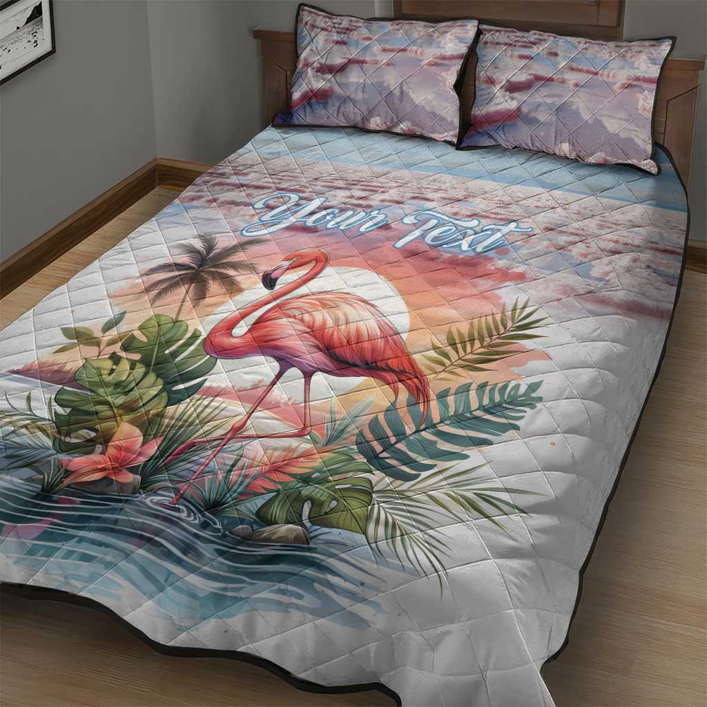 Personalized Bonaire Caribbean Flamingo Quilt Bed Set Pink Salt Flats - Wonder Print Shop