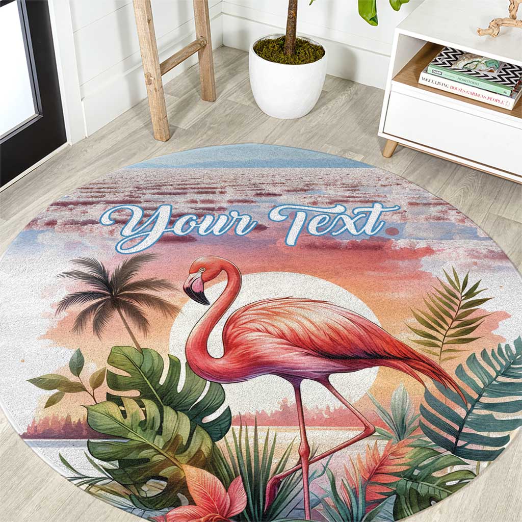 Personalized Bonaire Caribbean Flamingo Round Carpet Pink Salt Flats