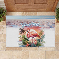 Personalized Bonaire Caribbean Flamingo Rubber Doormat Pink Salt Flats - Wonder Print Shop
