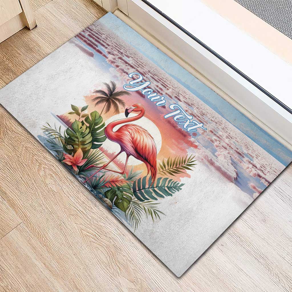 Personalized Bonaire Caribbean Flamingo Rubber Doormat Pink Salt Flats - Wonder Print Shop