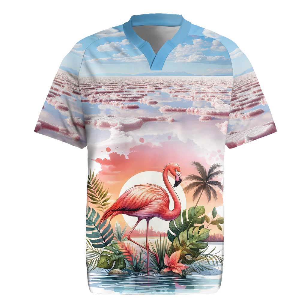 Personalized Bonaire Caribbean Flamingo Rugby Jersey Pink Salt Flats - Wonder Print Shop