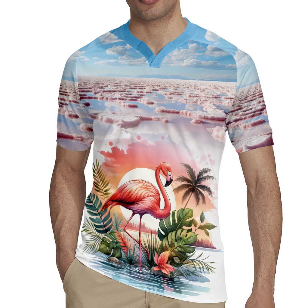 Personalized Bonaire Caribbean Flamingo Rugby Jersey Pink Salt Flats - Wonder Print Shop