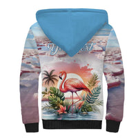 Personalized Bonaire Caribbean Flamingo Sherpa Hoodie Pink Salt Flats - Wonder Print Shop