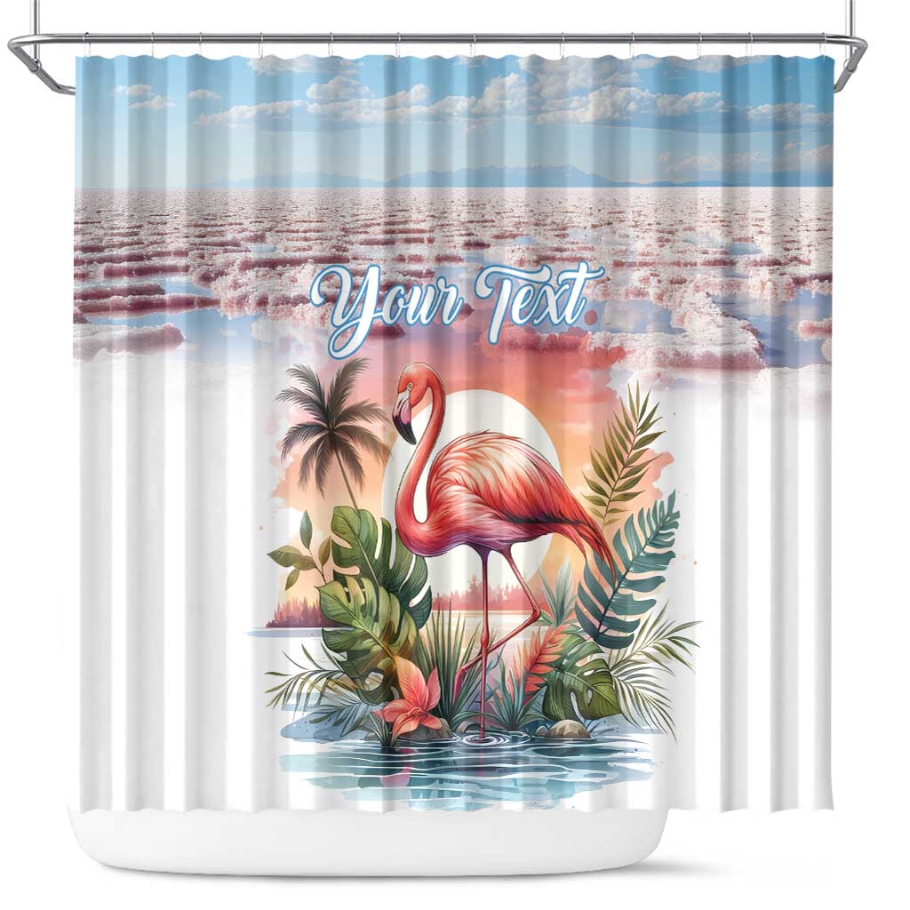 Personalized Bonaire Caribbean Flamingo Shower Curtain Pink Salt Flats