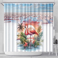 Personalized Bonaire Caribbean Flamingo Shower Curtain Pink Salt Flats