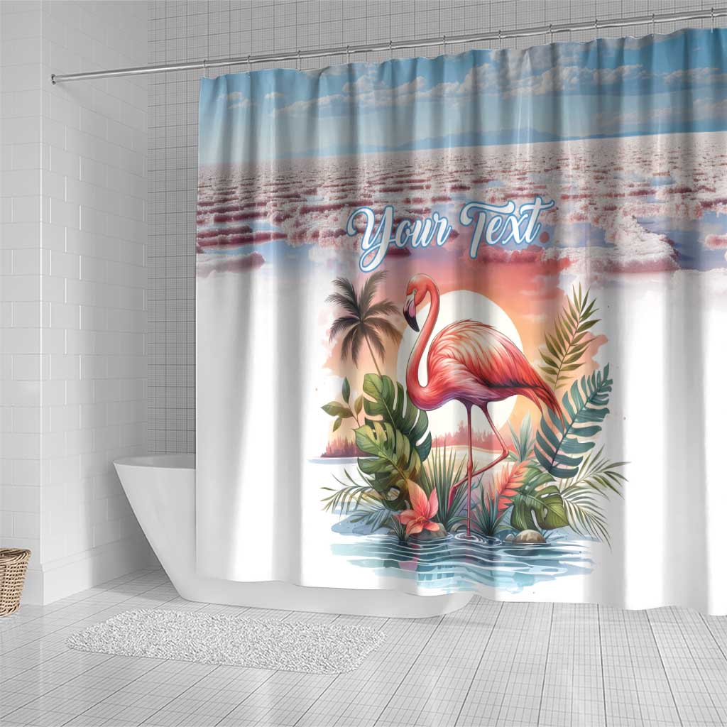 Personalized Bonaire Caribbean Flamingo Shower Curtain Pink Salt Flats
