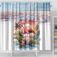 Personalized Bonaire Caribbean Flamingo Shower Curtain Pink Salt Flats
