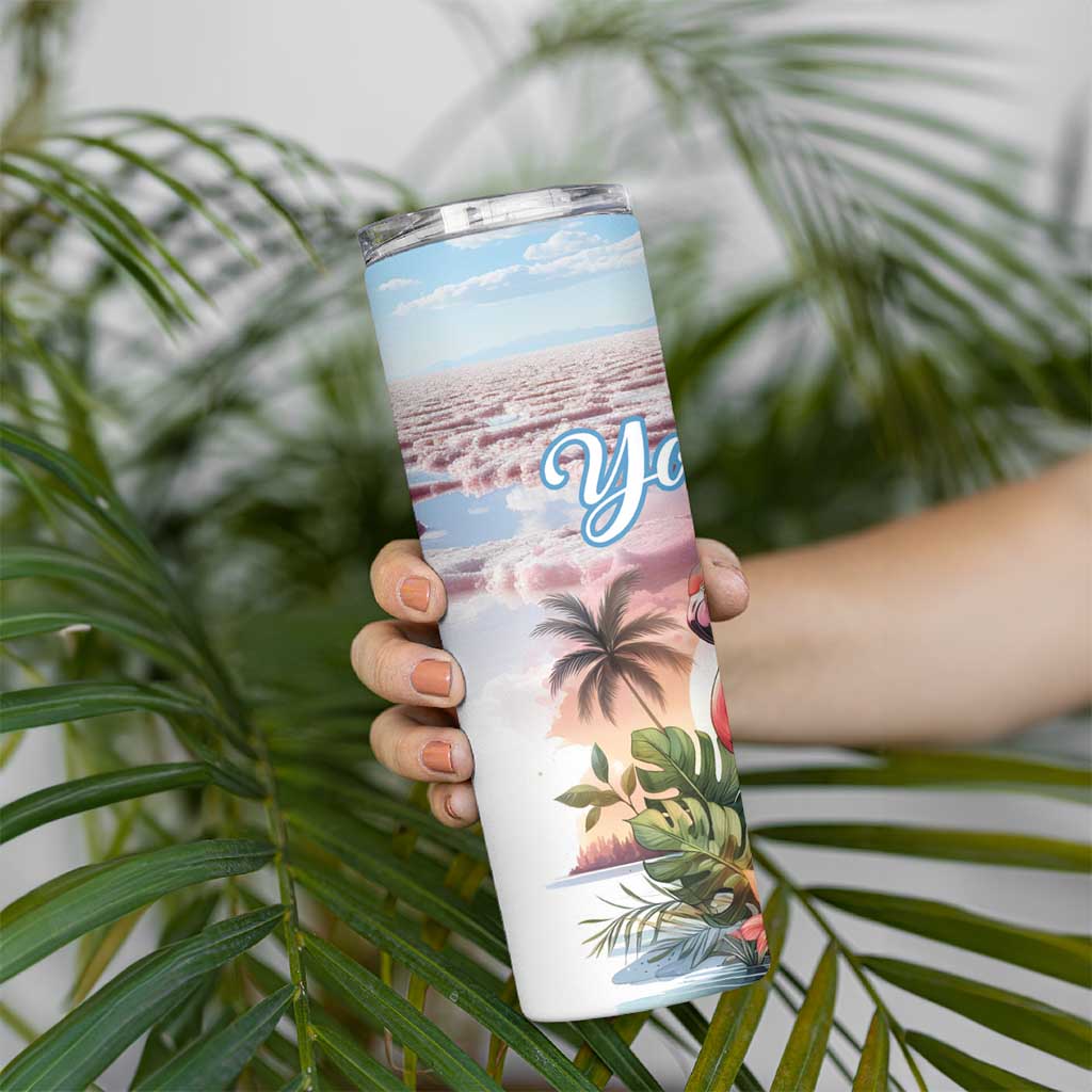 Personalized Bonaire Caribbean Flamingo Skinny Tumbler Pink Salt Flats - Wonder Print Shop