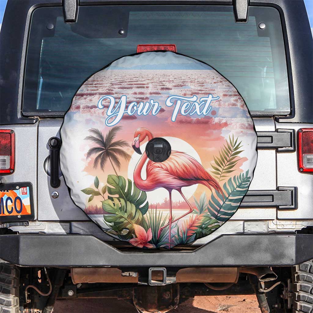 Personalized Bonaire Caribbean Flamingo Spare Tire Cover Pink Salt Flats - Wonder Print Shop