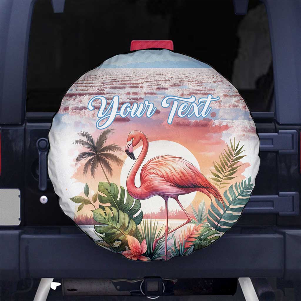 Personalized Bonaire Caribbean Flamingo Spare Tire Cover Pink Salt Flats - Wonder Print Shop