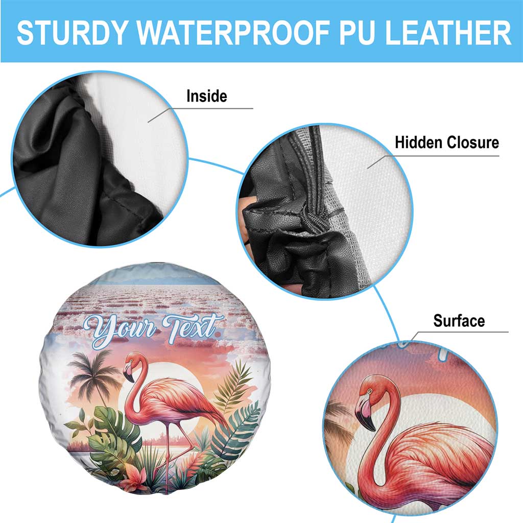 Personalized Bonaire Caribbean Flamingo Spare Tire Cover Pink Salt Flats - Wonder Print Shop