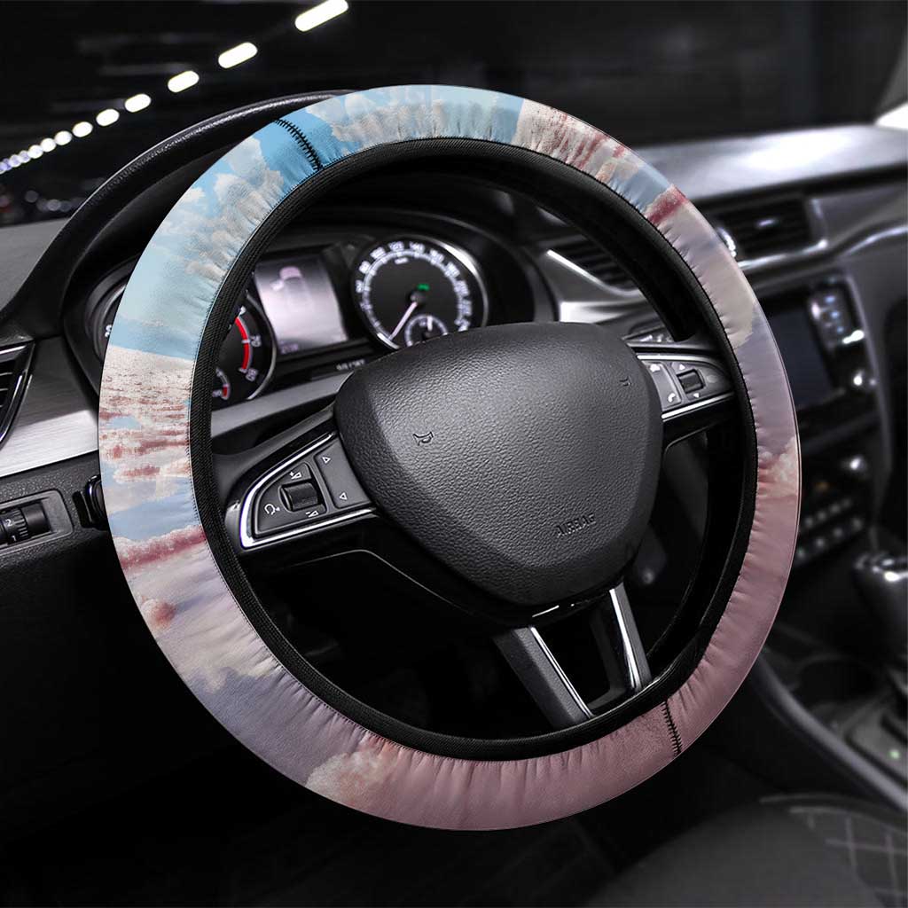 Bonaire Caribbean Flamingo Steering Wheel Cover Pink Salt Flats - Wonder Print Shop