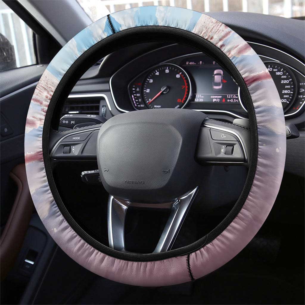 Bonaire Caribbean Flamingo Steering Wheel Cover Pink Salt Flats - Wonder Print Shop
